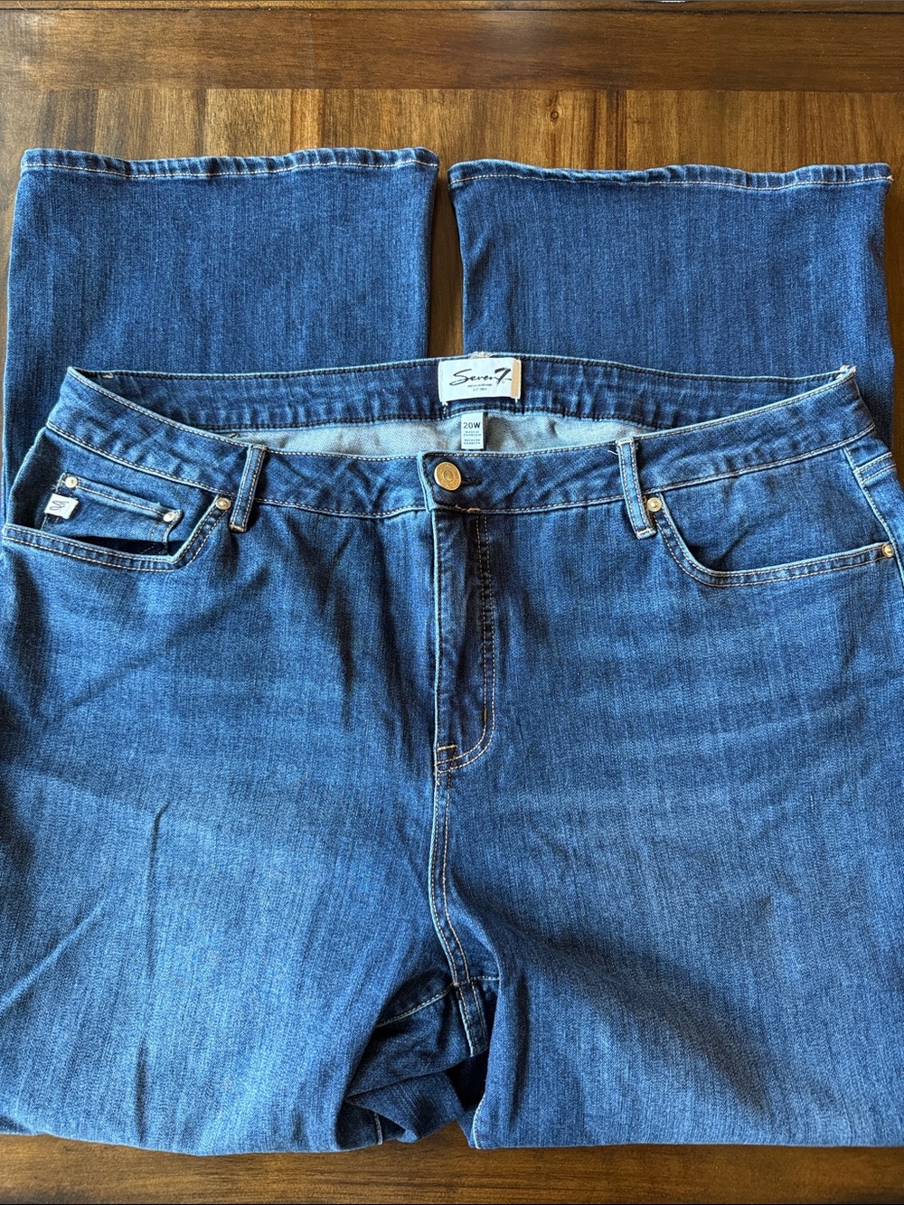 Seven7 Women's High Rise Slim  Bootcut Denim Jeans W20 - blue